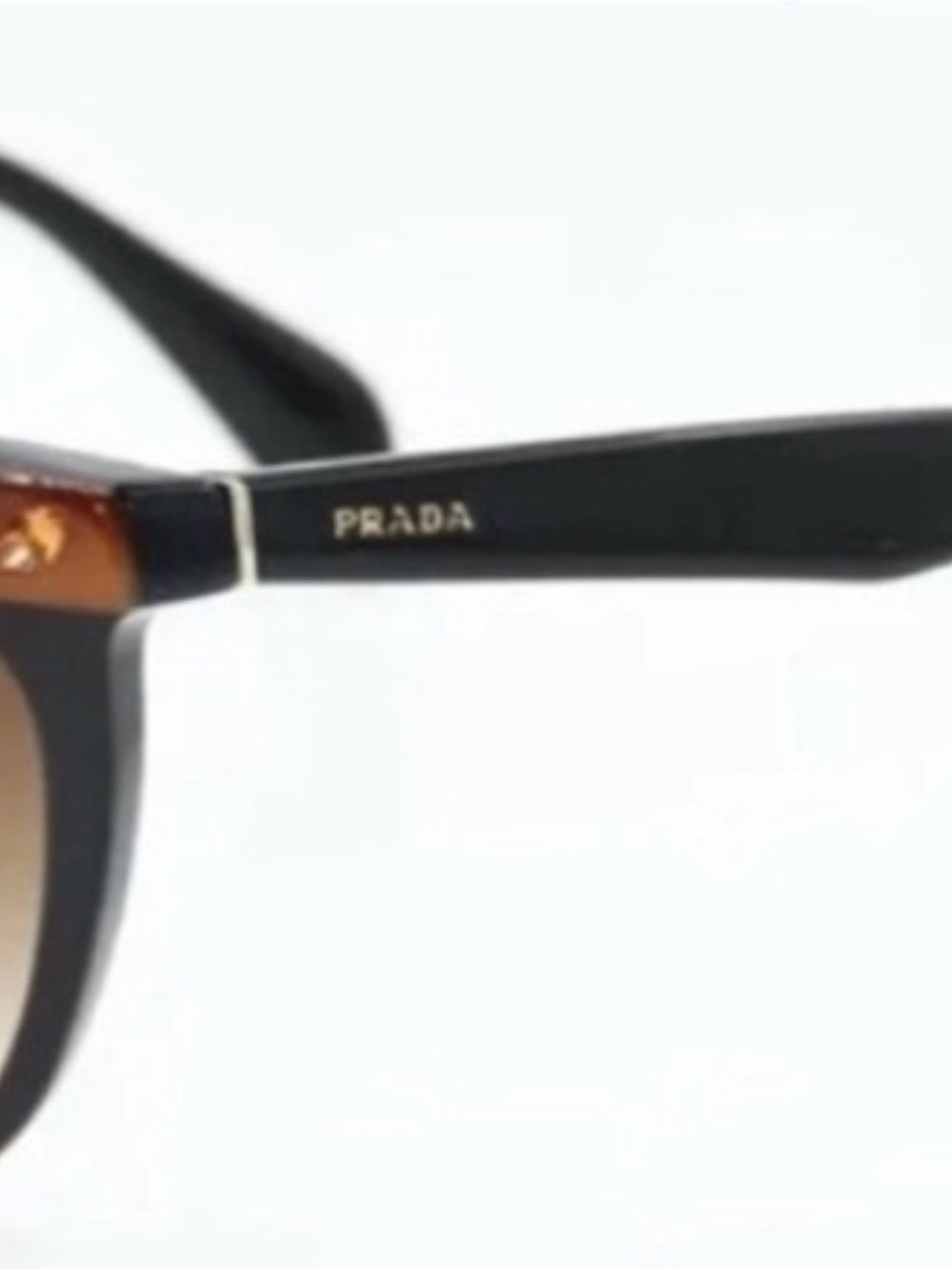 Prada Black Cat-Eye Sunglasses with Amber Crystal Trim made in Italy. - Picture 8 of 8